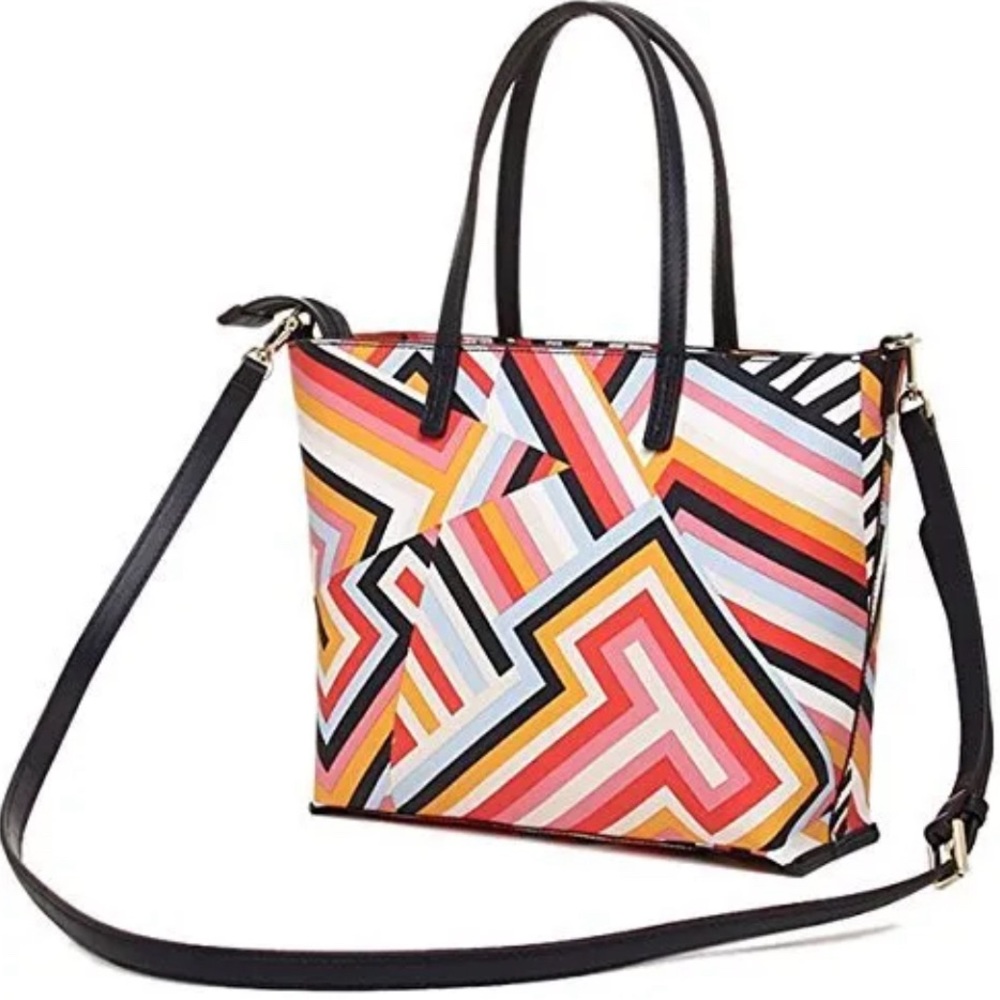 Tory Burch Kerrington Small Square Tote/Crossbody/Shoulder Bag Cut Out T Print
